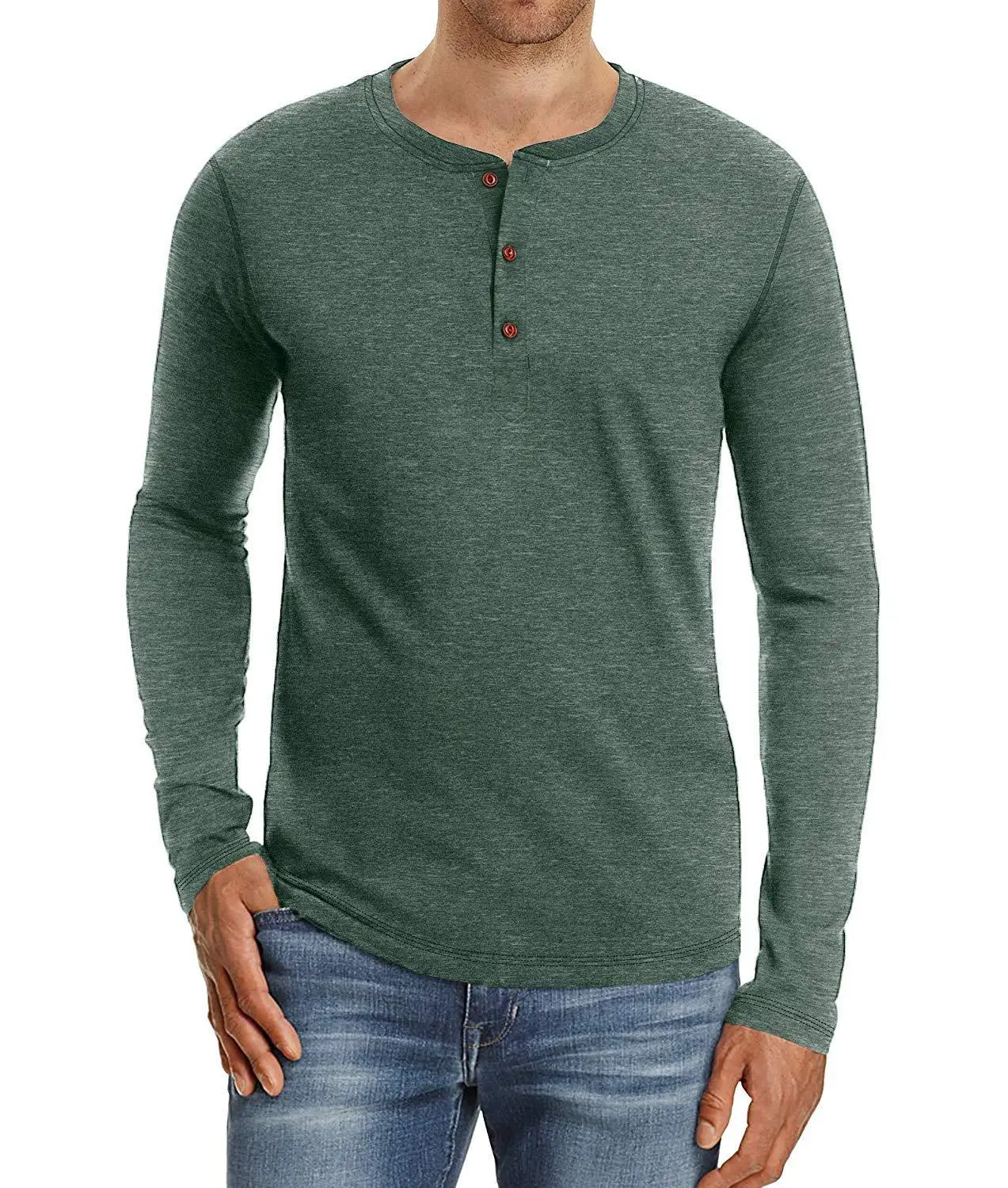 Men's Black Long Sleeve T-Shirt with Button Front - Image 2