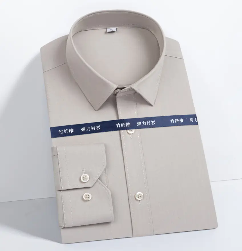 Men's Bamboo Fiber Long-Sleeve Shirt Grey - Image 10