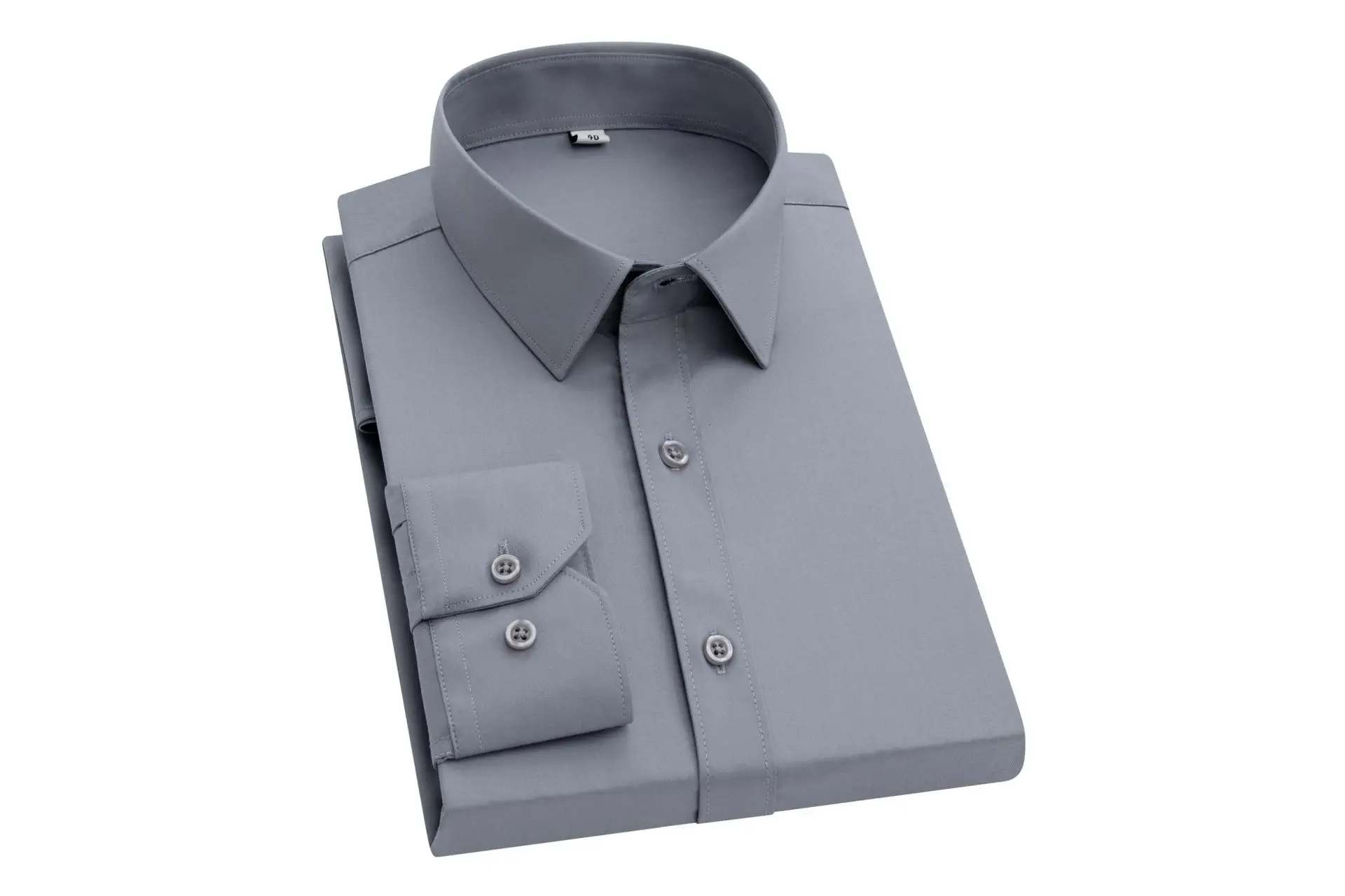 Men's Bamboo Fiber Long-Sleeve Shirt Grey - Image 3