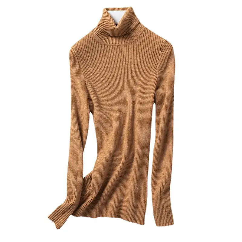 Blue Ribbed Women's Turtleneck Sweater High Neck Slim Fit - Image 29