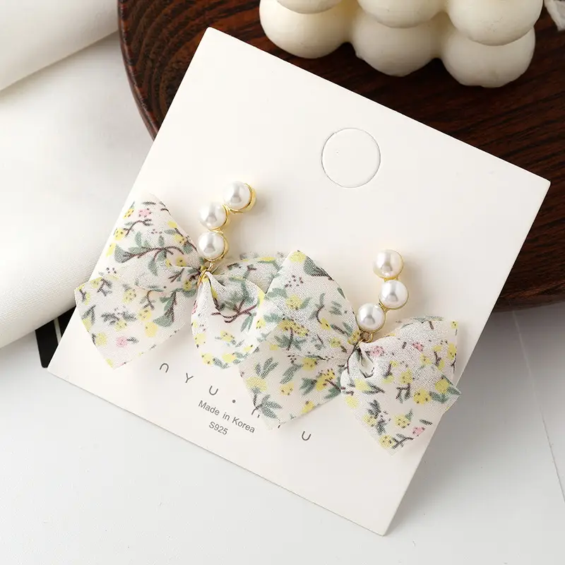 S925 Silver Pearl Bow Earrings for Girls