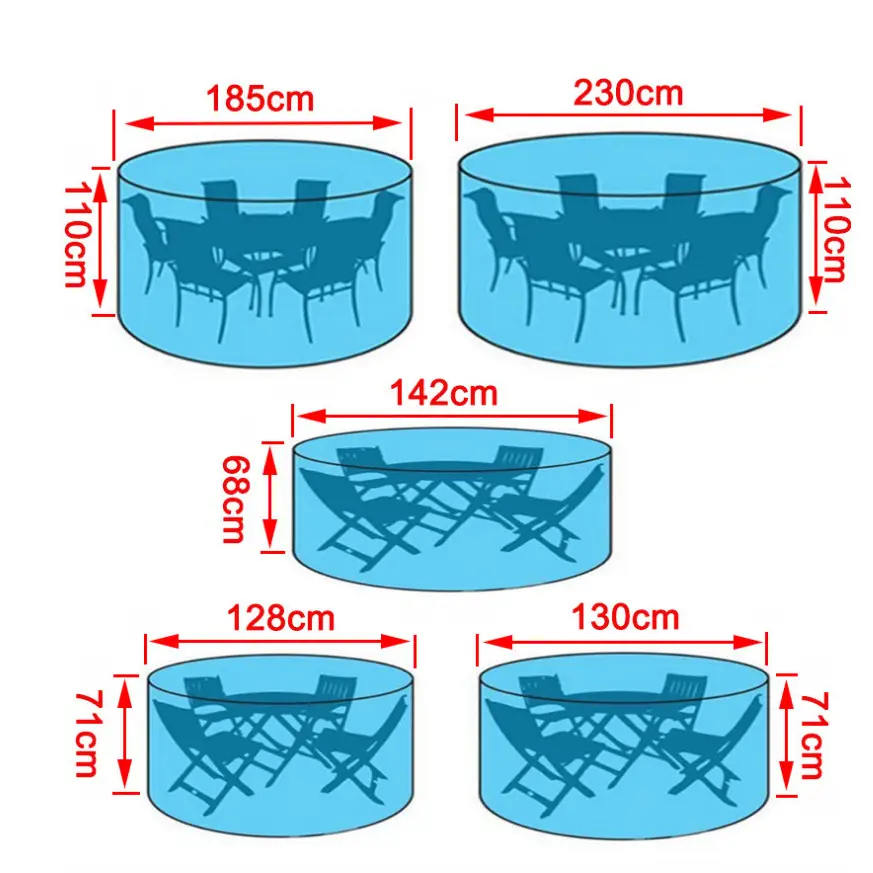 Outdoor Round Table Cover Waterproof Dustproof 210D Oxford - Image 4
