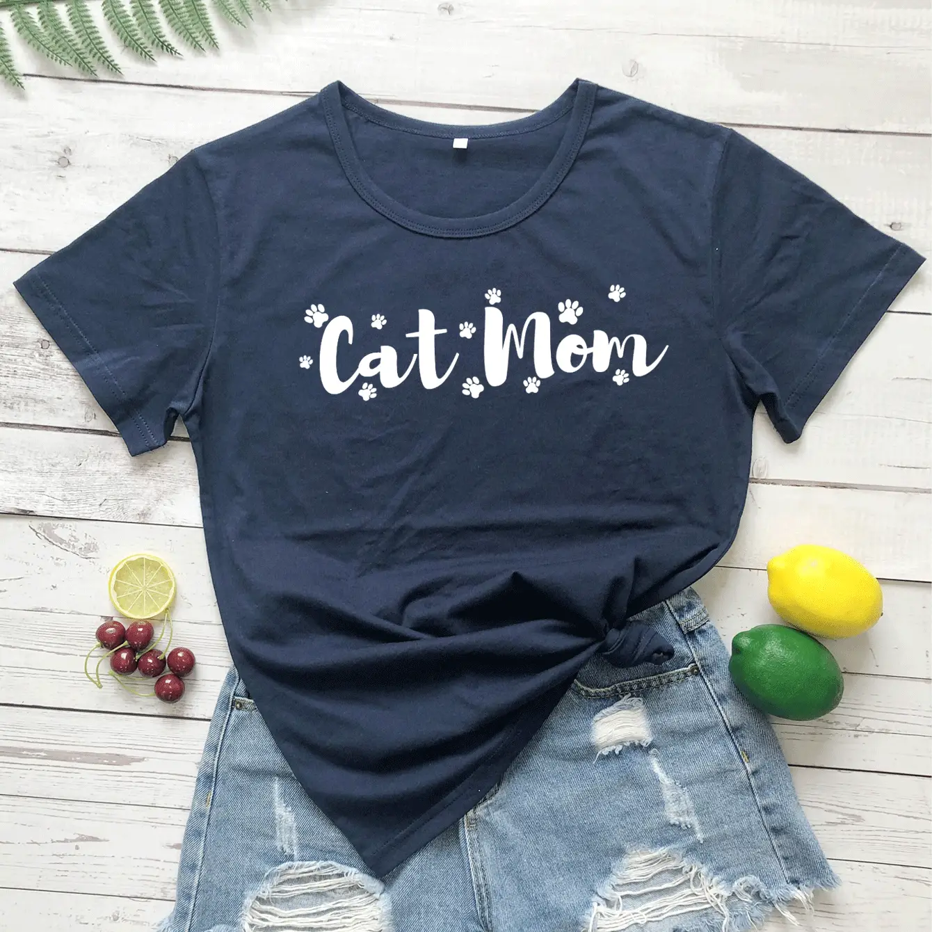 Cat Mom Printed Grey T-Shirt Short Sleeve - Image 11