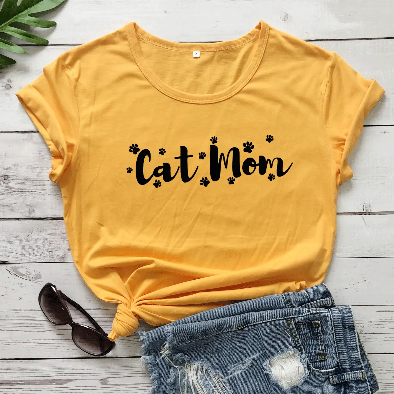 Cat Mom Printed Grey T-Shirt Short Sleeve - Image 5