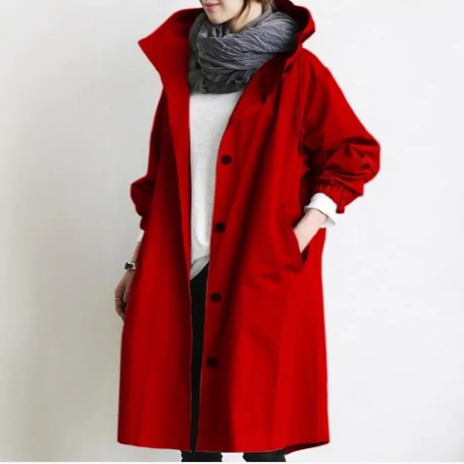 Women's Red Windbreaker Mid-Length 2023 - Image 13