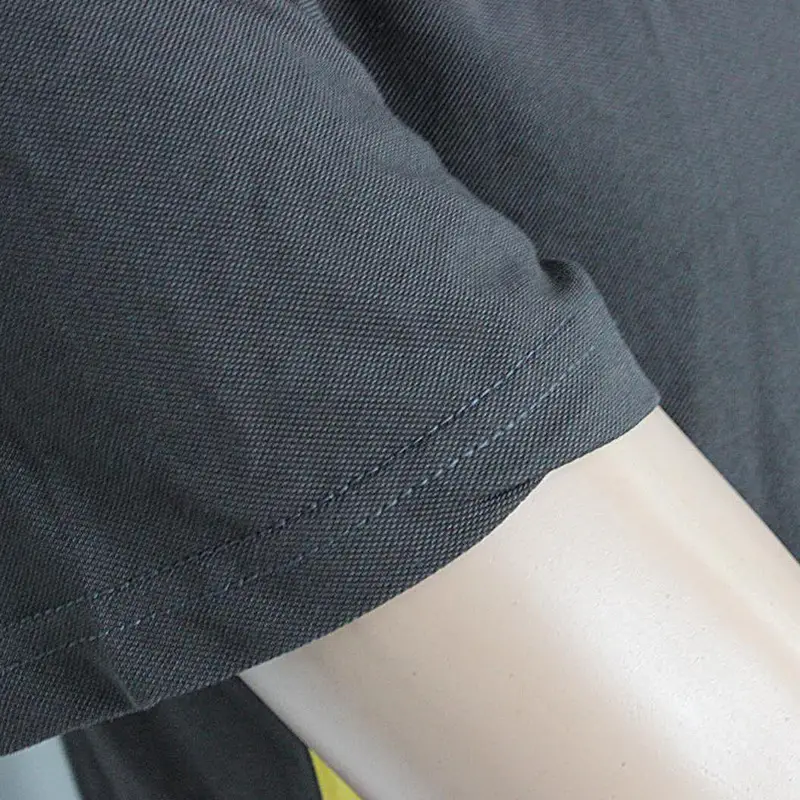 Gray Printed Cotton Lapel T-Shirt Short Sleeve Company Meeting - Image 4