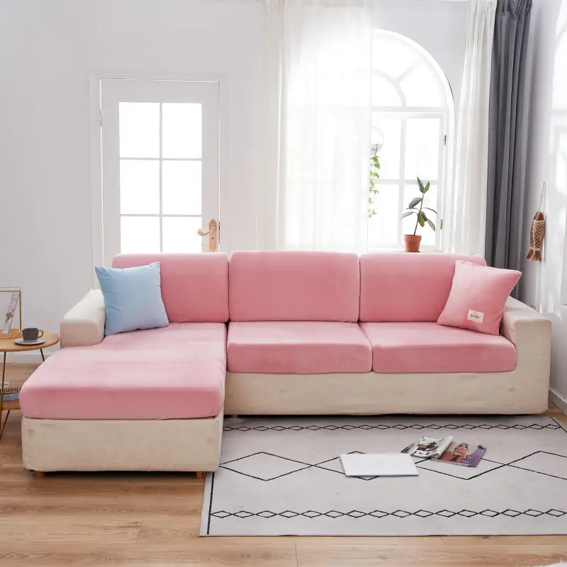 Pink Elastic Sofa Cover for 4 Seater Sofa - Image 4