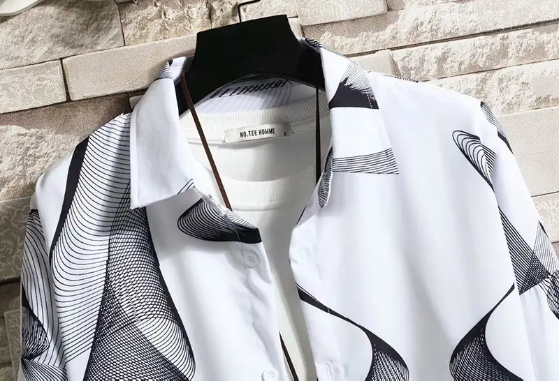 Men's White Korean Style Long Sleeve Shirt — feature 35