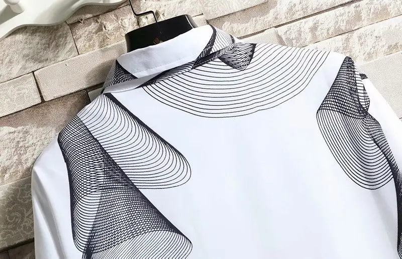 Men's White Korean Style Long Sleeve Shirt — feature 39