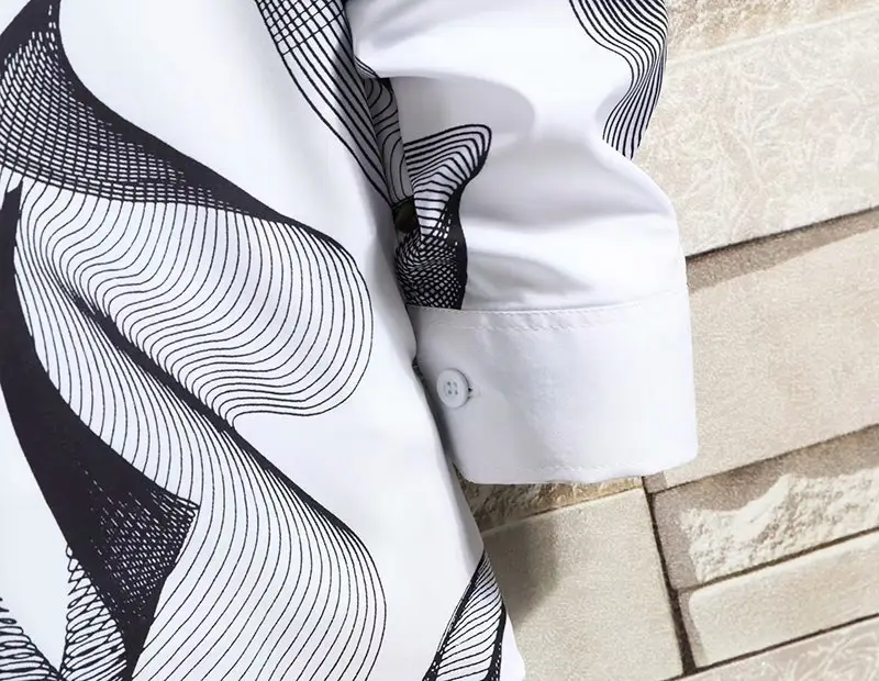 Men's White Korean Style Long Sleeve Shirt — feature 40