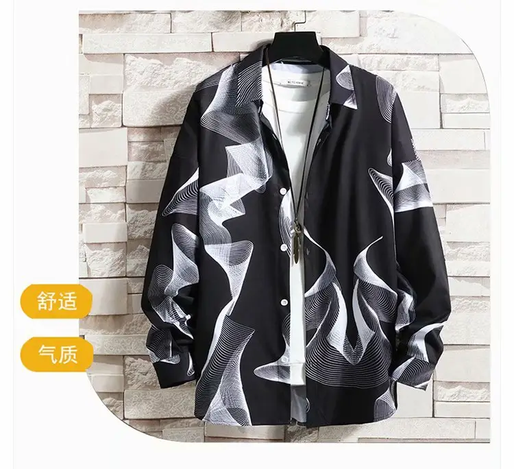 Men's White Korean Style Long Sleeve Shirt — feature 42