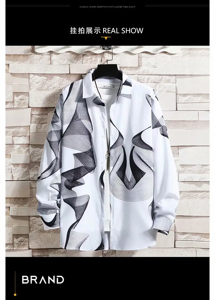 Men's White Korean Style Long Sleeve Shirt — feature 44