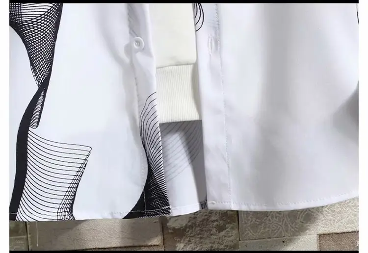 Men's White Korean Style Long Sleeve Shirt — feature 49