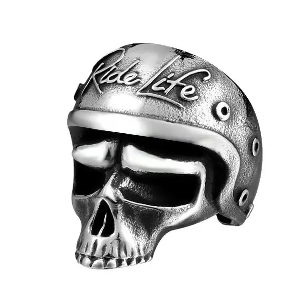 Stainless Steel Skull Motorcycle Ring for Men - Image 6