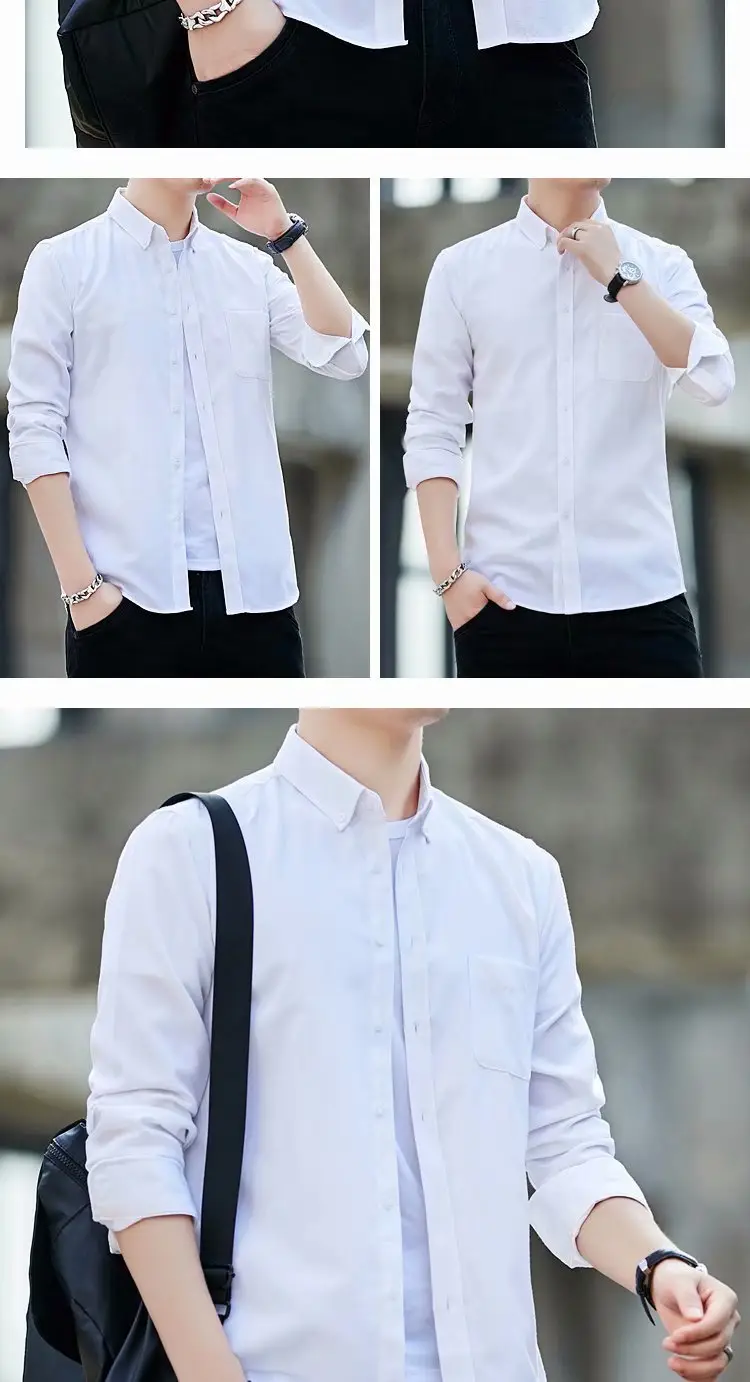 Men Navy Blue Long Sleeve Button Shirt with Loose Sleeve — feature 38