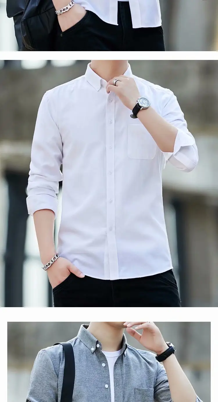Men Navy Blue Long Sleeve Button Shirt with Loose Sleeve — feature 39
