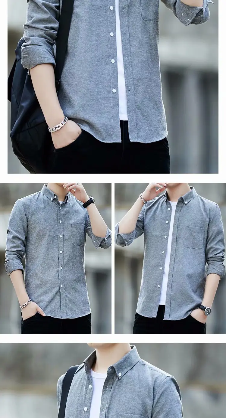 Men Navy Blue Long Sleeve Button Shirt with Loose Sleeve — feature 40