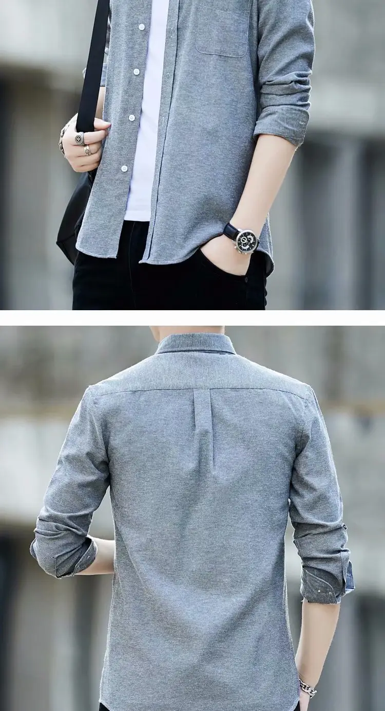 Men Navy Blue Long Sleeve Button Shirt with Loose Sleeve — feature 41