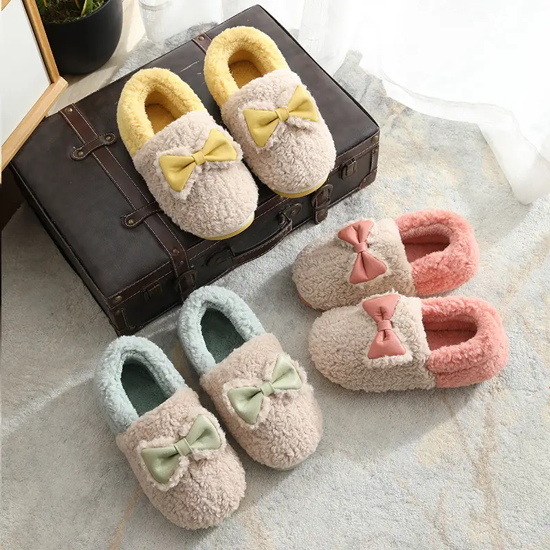 Cotton Slippers Winter All-Inclusive Non-Slip Warm Plush Bag with Floor Home Household Women's Winter Cotton Slippers Couple Men