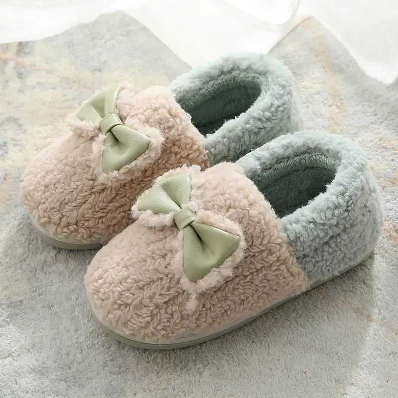 Cotton Slippers Winter All-Inclusive Non-Slip Warm Plush Bag with Floor Home Household Women's Winter Cotton Slippers Couple Men