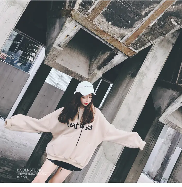 Women Korean Style Fleece Lined Hooded Sweatshirt Beige — feature 19