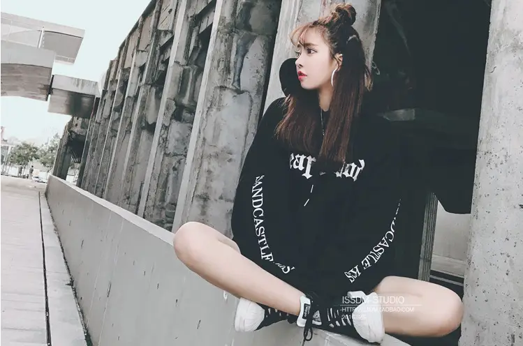 Women Korean Style Fleece Lined Hooded Sweatshirt Beige — feature 3