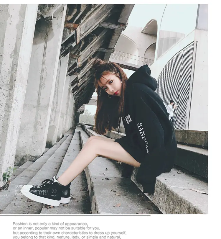 Women Korean Style Fleece Lined Hooded Sweatshirt Beige — feature 31