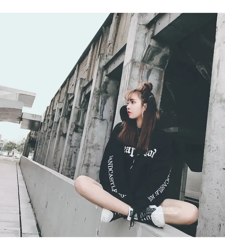 Women Korean Style Fleece Lined Hooded Sweatshirt Beige — feature 37