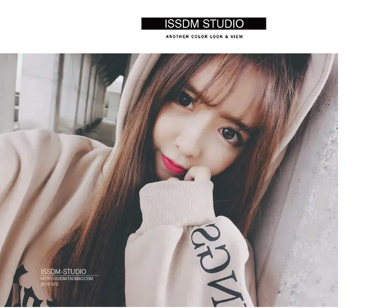 Women Korean Style Fleece Lined Hooded Sweatshirt Beige — feature 5
