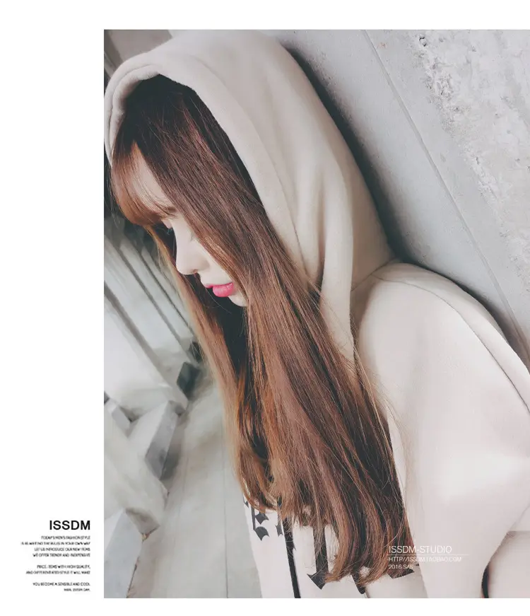 Women Korean Style Fleece Lined Hooded Sweatshirt Beige — feature 7
