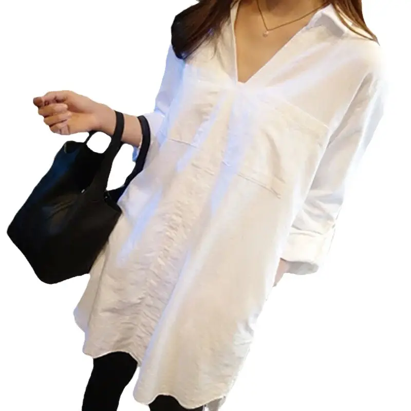 2025 Korean Style White Long Sleeve Lazy Chic Shirt - Image 5