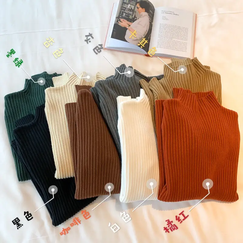 Women Half-Turtleneck Knit Sweater New Winter Layering - Image 11