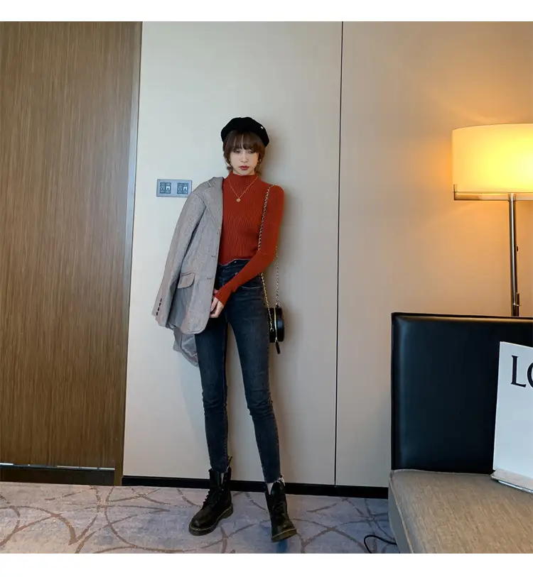 Women Half-Turtleneck Knit Sweater New Winter Layering — feature 11