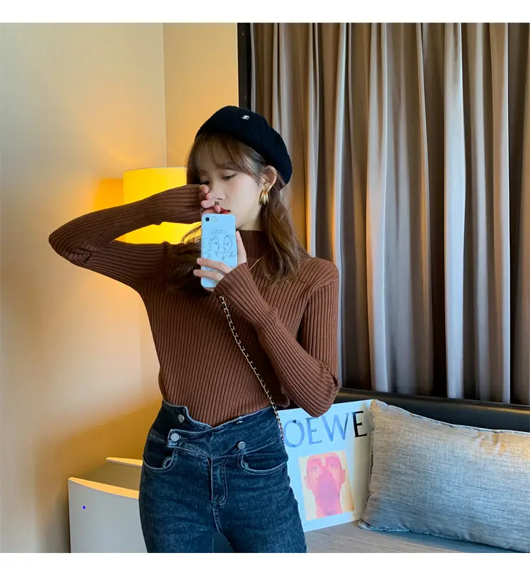 Women Half-Turtleneck Knit Sweater New Winter Layering — feature 18