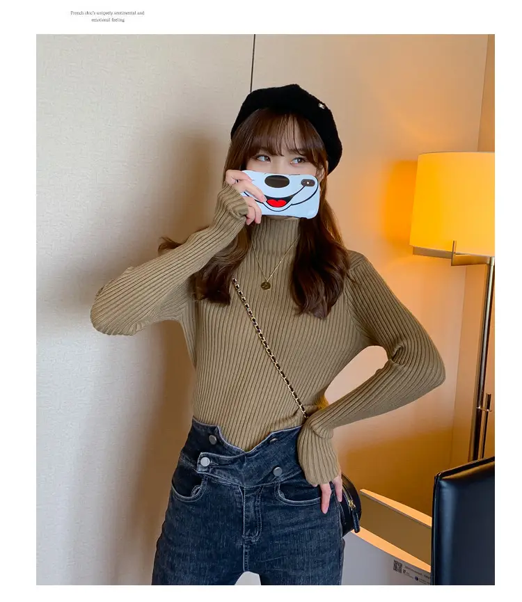 Women Half-Turtleneck Knit Sweater New Winter Layering — feature 28