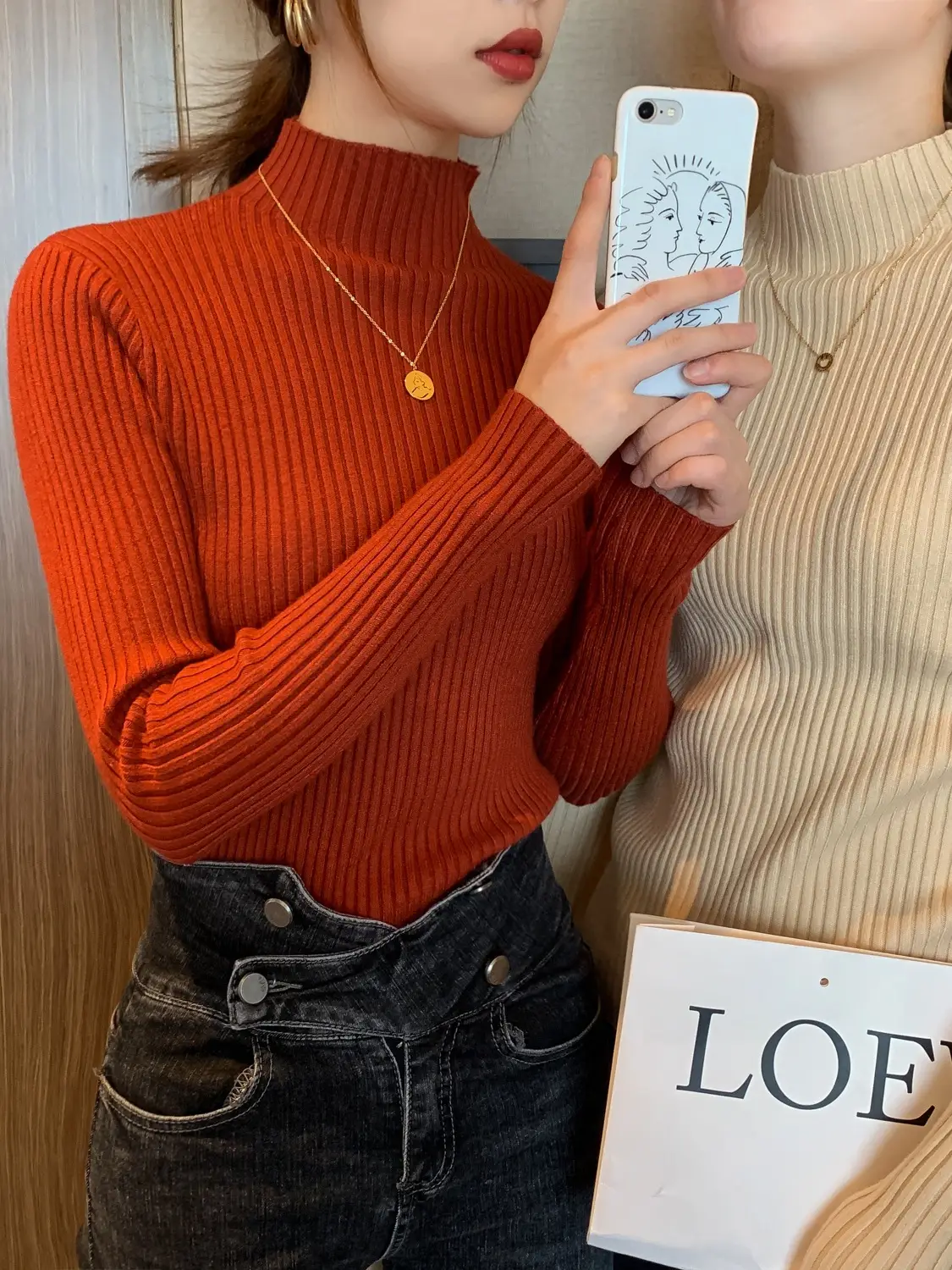 Women Half-Turtleneck Knit Sweater New Winter Layering — feature 30