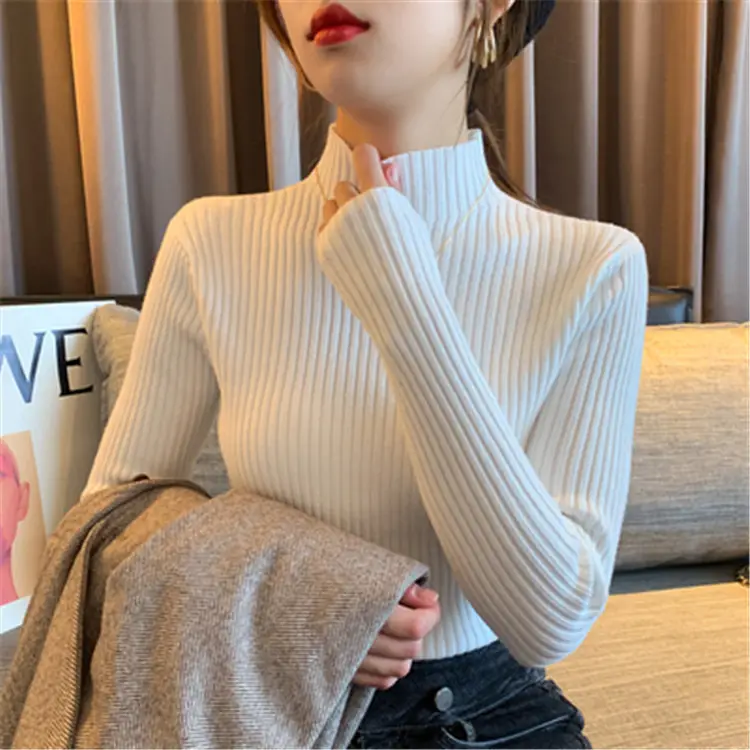 Women Half-Turtleneck Knit Sweater New Winter Layering — feature 36