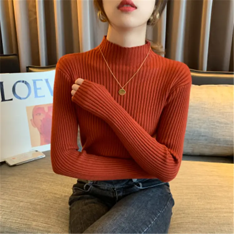 Women Half-Turtleneck Knit Sweater New Winter Layering — feature 37