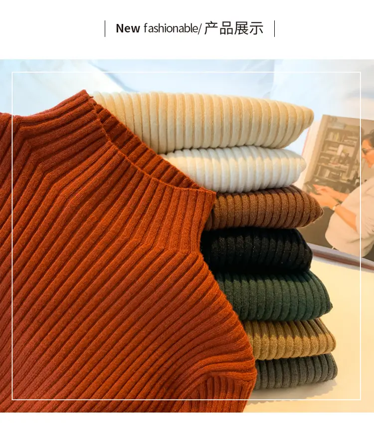 Women Half-Turtleneck Knit Sweater New Winter Layering — feature 5