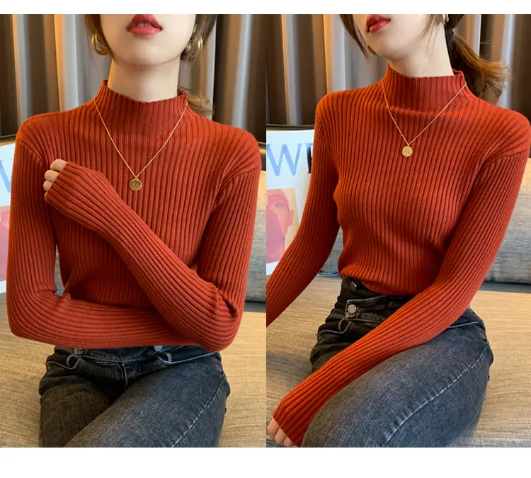 Women Half-Turtleneck Knit Sweater New Winter Layering — feature 9