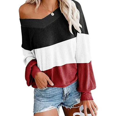 Women Leopard Print V Neck Long Sleeve T-Shirt — feature 7