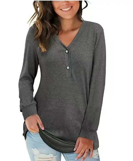 Women Leopard Print V Neck Long Sleeve T-Shirt - Image 2