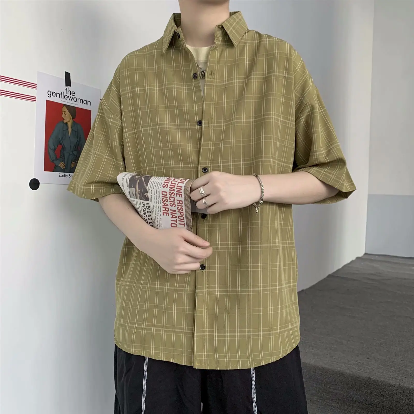 Men's Plaid Half Sleeve Shirt Summer Wear - Image 3