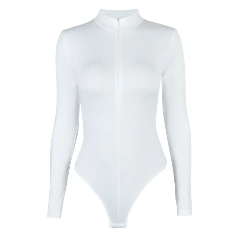 White Fleece Lined Zipper Body Suit for Women - Image 10