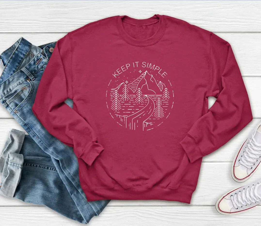Keep It Simple Round Neck Sweater Red New Print - Image 4