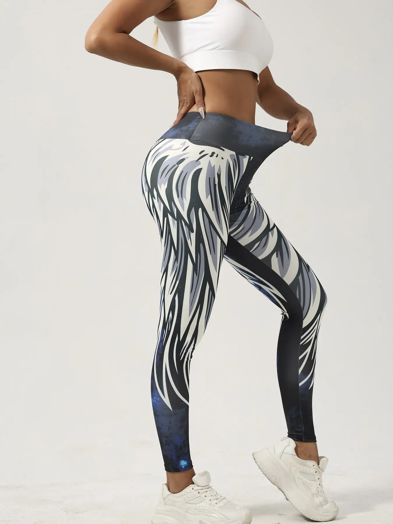 Digital Print Angel Wings Yoga Pants High Waist Slim Fit - Image 5