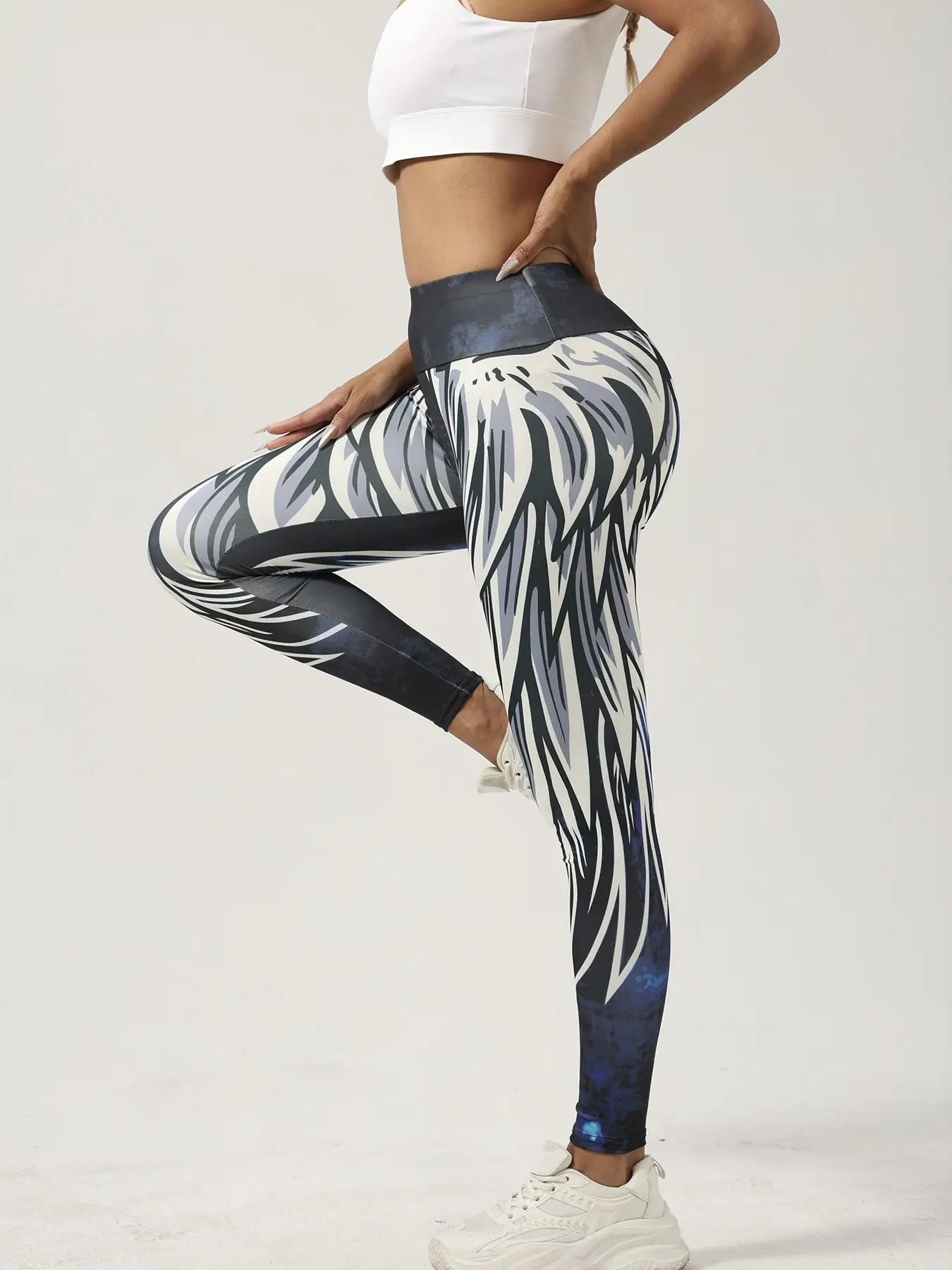 Digital Print Angel Wings Yoga Pants High Waist Slim Fit - Image 6