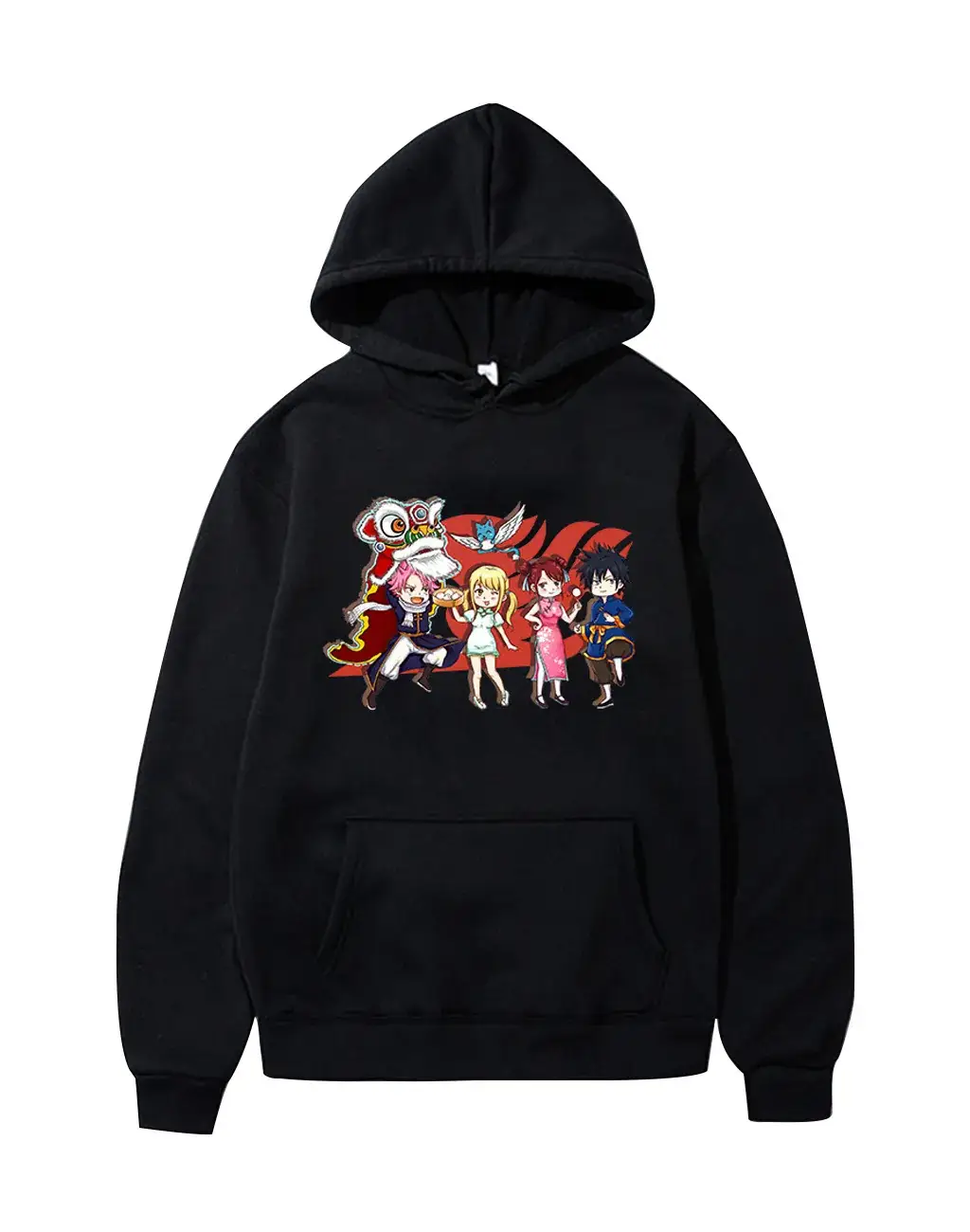 Red Cross Border Fairy Tail Hoodie Large Fleece Lined