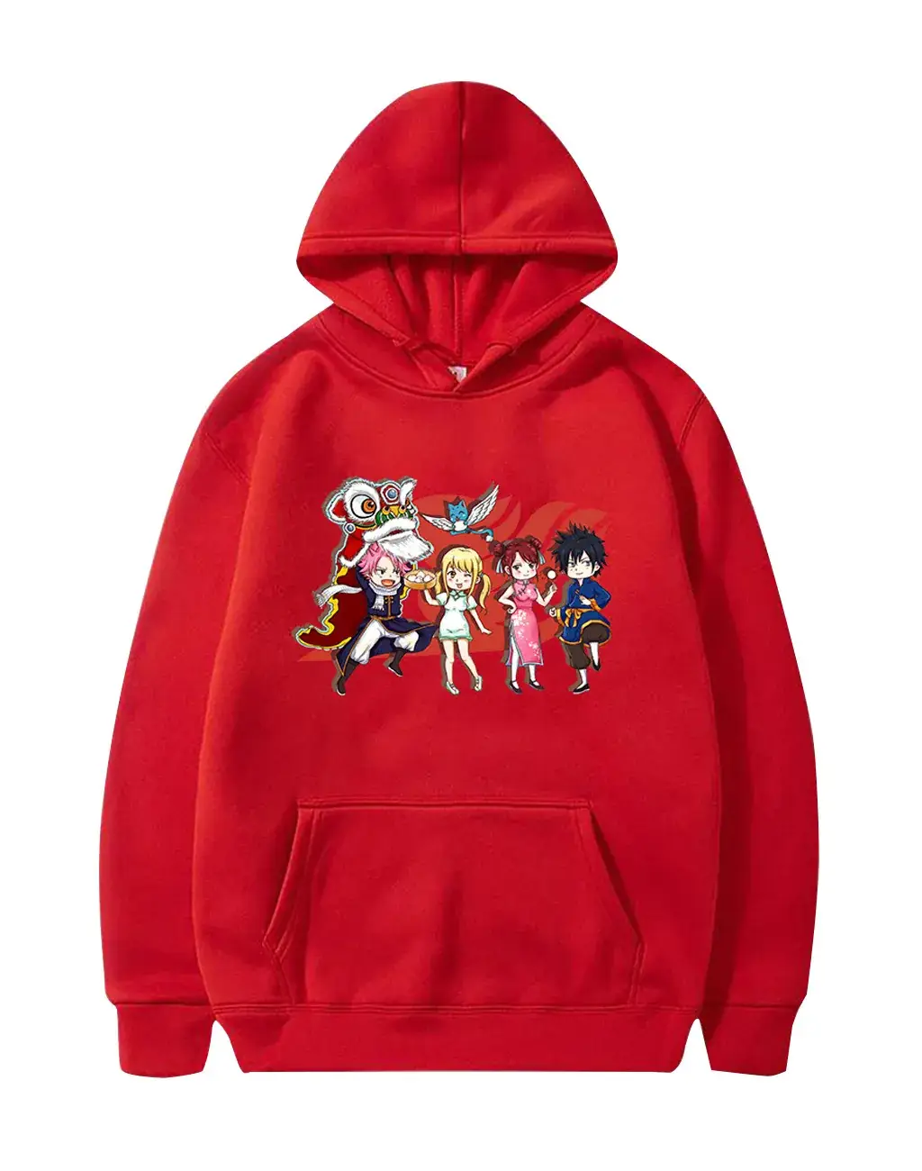 Red Cross Border Fairy Tail Hoodie Large Fleece Lined
