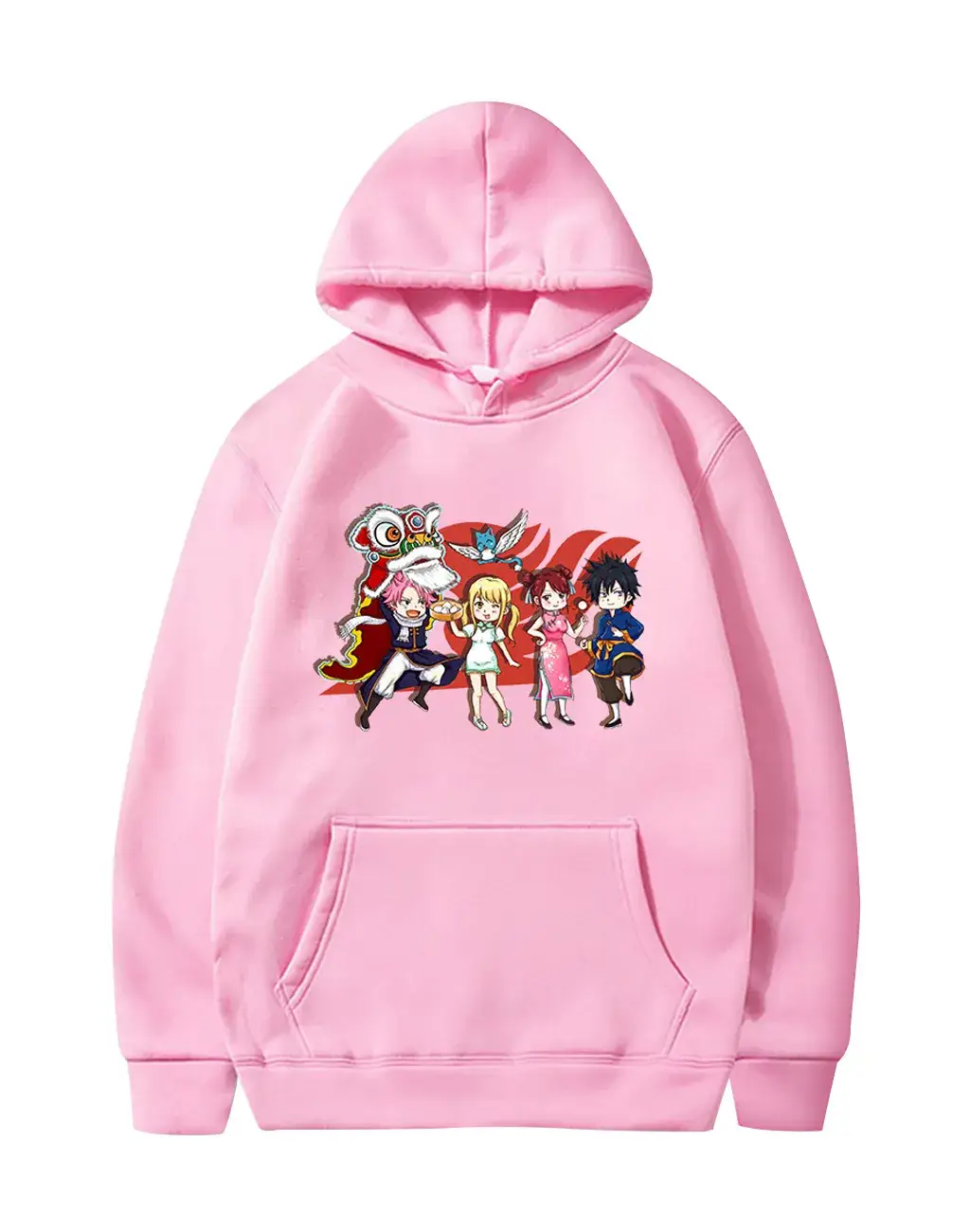 Red Cross Border Fairy Tail Hoodie Large Fleece Lined